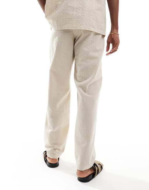 ASOS DESIGN – Sandfärgade, baggy strandbyxor i bäckebölja med elastisk midja, del av set, 3 av 5