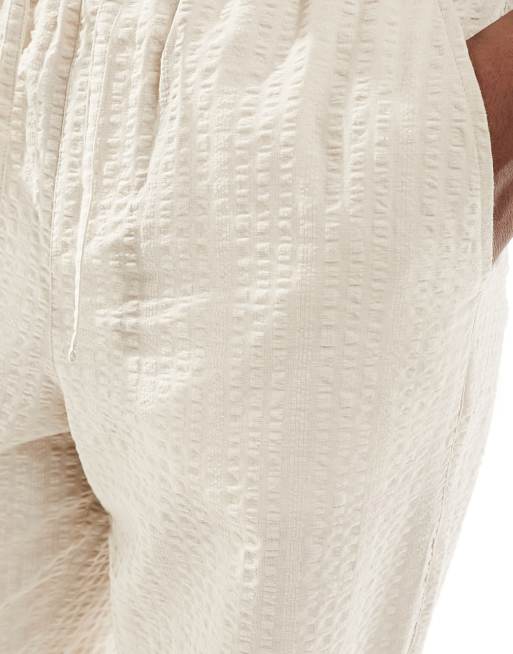 ASOS DESIGN – Sandfärgade, baggy strandbyxor i bäckebölja med elastisk midja, del av set, 5 av 5