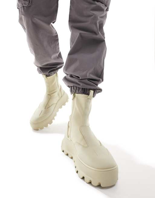 ASOS DESIGN – Sandfärgade, grova sockboots i neopren med dragkedja, 3 av 4