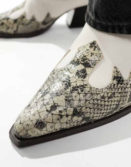 ASOS DESIGN – Sandfärgade läderboots med kubansk klack och cowboydetaljer , 4 av 4