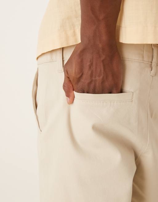 ASOS DESIGN – Sandfärgade, medellånga chinosshorts med resårmidja, 3 av 5