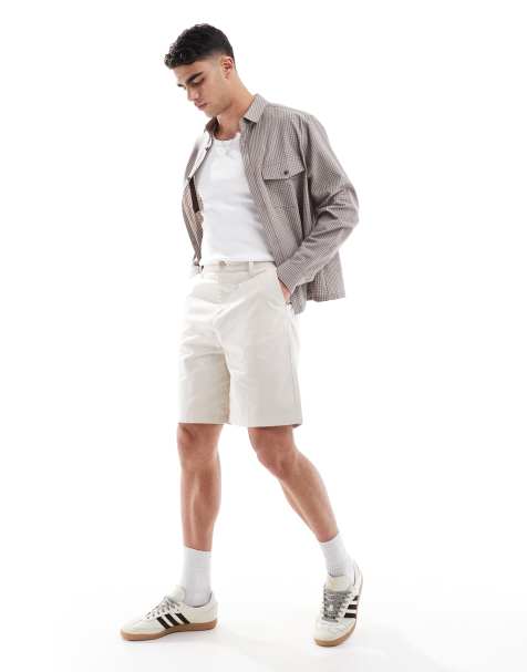ASOS DESIGN – Sandfärgade, medellånga shorts i linneblandning - view 1