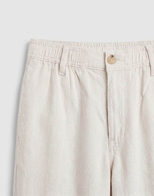 ASOS DESIGN – Sandfärgade, medellånga shorts i linnemix med smal passform, 8 av 9