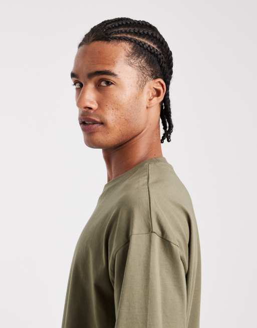 ASOS DESIGN – Sandfärgade och kakifärgade bas-t-shirts i oversize, 2-pack , 4 av 5