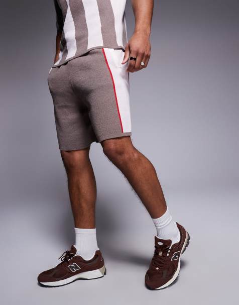 ASOS DESIGN – Sandfärgade, stickade shorts med textur och sidorand, del av set - view 1