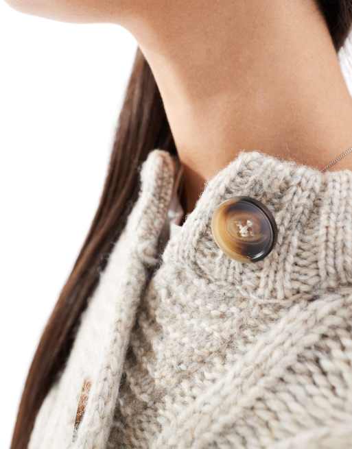 ASOS DESIGN - Sandfarvet strikket chunky coatigan med kabeldetalje, 4 af 4
