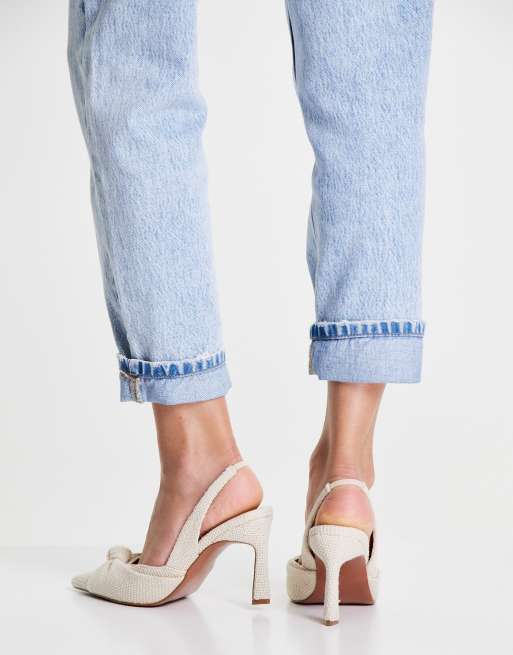 ASOS DESIGN - Sandy - Slingback-sko med mellemhøj hæl og knude i naturfarve, 4 af 4