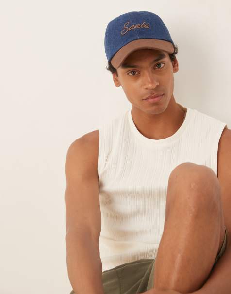 ASOS DESIGN Sante cap with contrast peak in denim - view 1