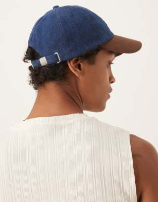 Asos Design Sante Cap With Contrast Peak In Navy