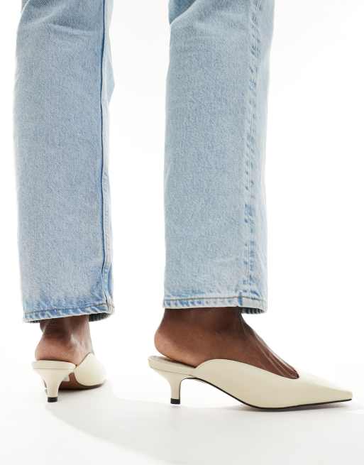 ASOS DESIGN - Santiago - Muiltjes van premium leer met vierkante neus in gebroken wit, 2 van 4