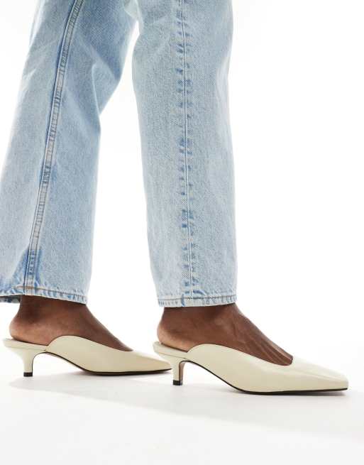 ASOS DESIGN - Santiago - Muiltjes van premium leer met vierkante neus in gebroken wit, 3 van 4