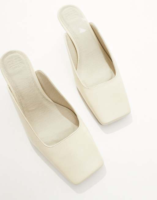 ASOS DESIGN - Santiago - Muiltjes van premium leer met vierkante neus in gebroken wit, 4 van 4