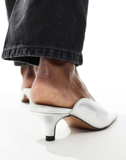 ASOS DESIGN - Santiago - Sølvfarvede mules med firkantet tå i premium-læder, 4 af 4