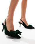 ASOS DESIGN Sapphire bow detail mid heeled shoes in green