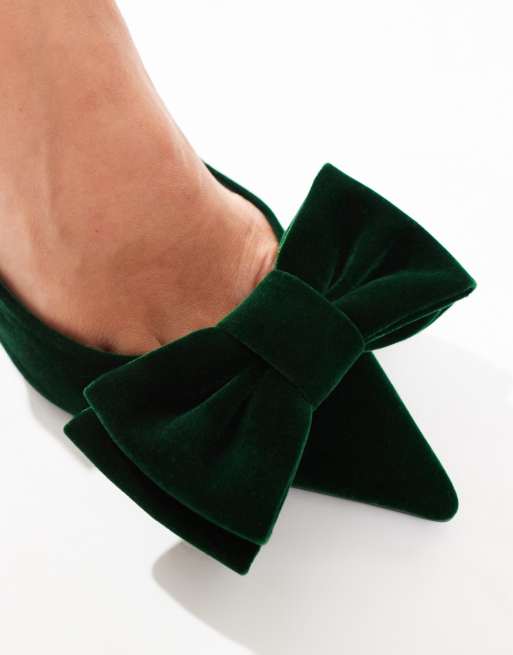 ASOS DESIGN Sapphire bow detail mid heeled shoes in green ASOS