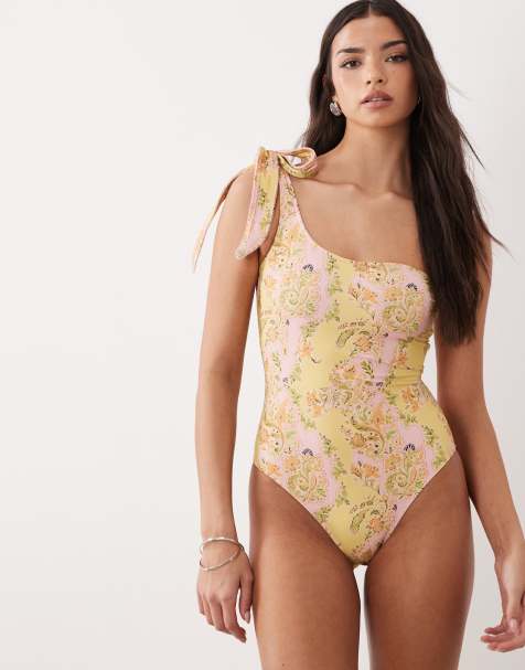 ASOS DESIGN - Sarah - Maillot 1 pièce asymétrique à fleurs - view 1