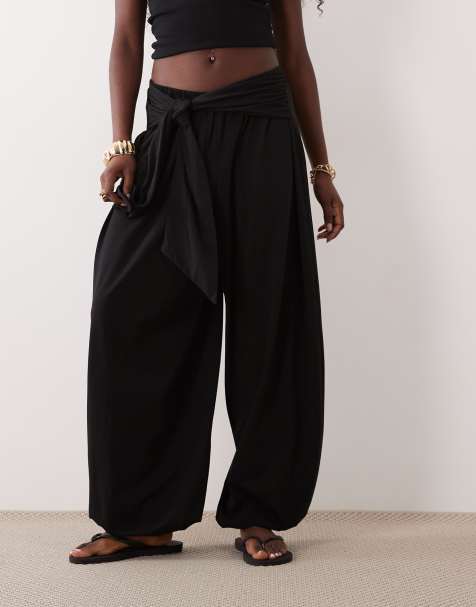 ASOS DESIGN Sarong-Hose mit Bindeband in Schwarz - view 1