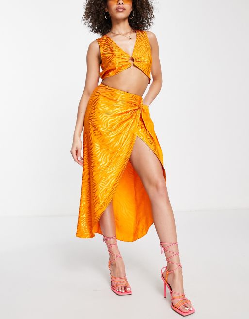 Asos orange midi clearance skirt