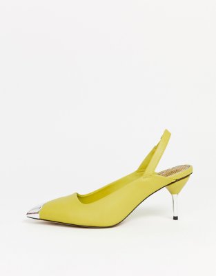 yellow slingback kitten heels