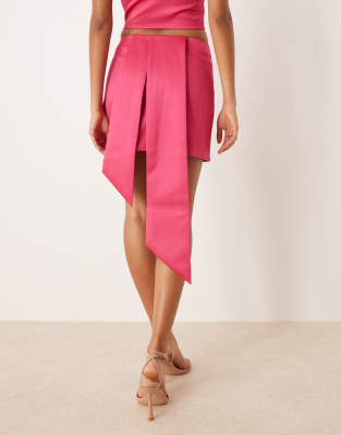 Asos Design Sash Detail Satin Mini Skirt
