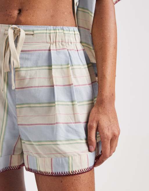 ASOS DESIGN - Sasha - Pantaloncini da spiaggia a righe slavate con cuciture in coordinato, 5 di 5