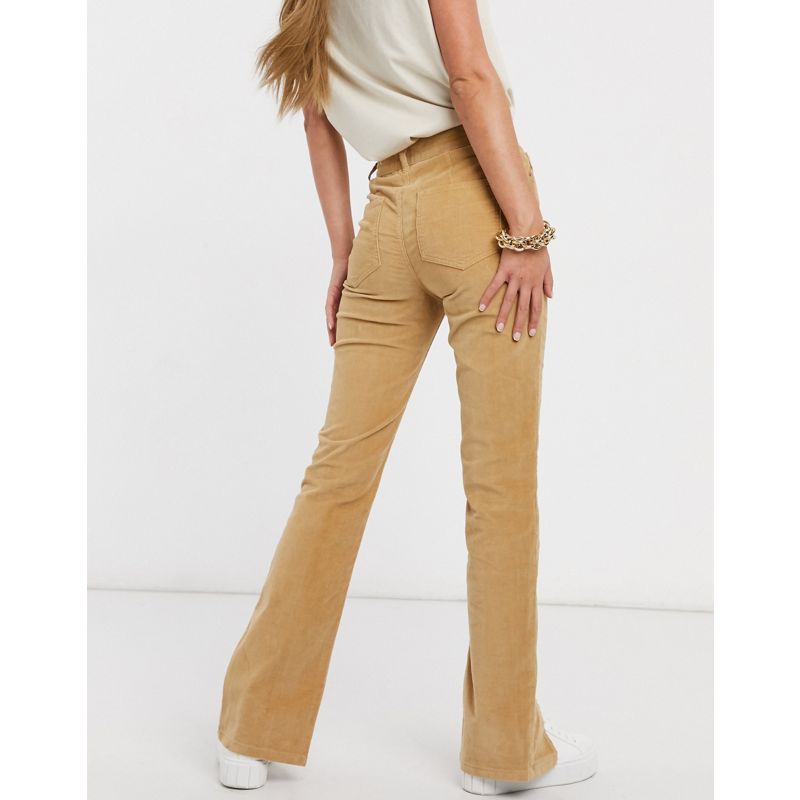 hOdWj Donna DESIGN - Sassy - Jeans a vita alta a sigaretta con spacco davanti beige a coste