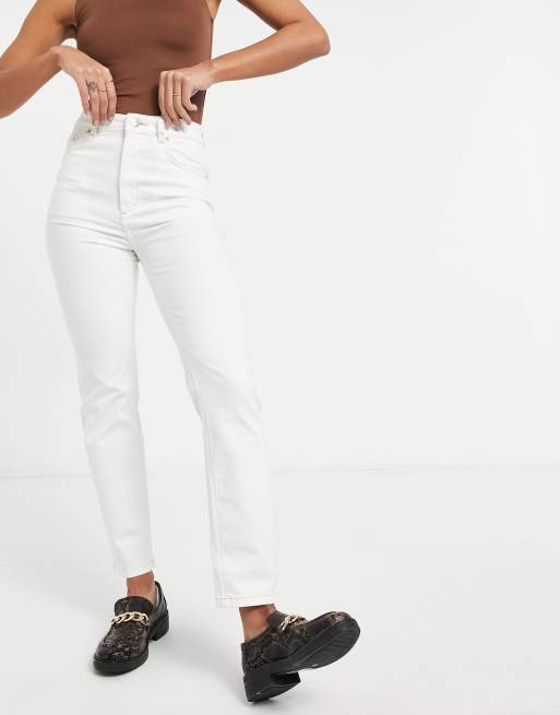 ASOS DESIGN – Sassy – Zigarettenjeans mit hoher Taille in Weiß