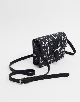 ASOS DESIGN satchel in face print-Multi