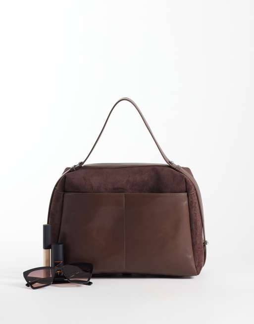 ASOS DESIGN satchel tote tas in donkerbruin, 2 van 4
