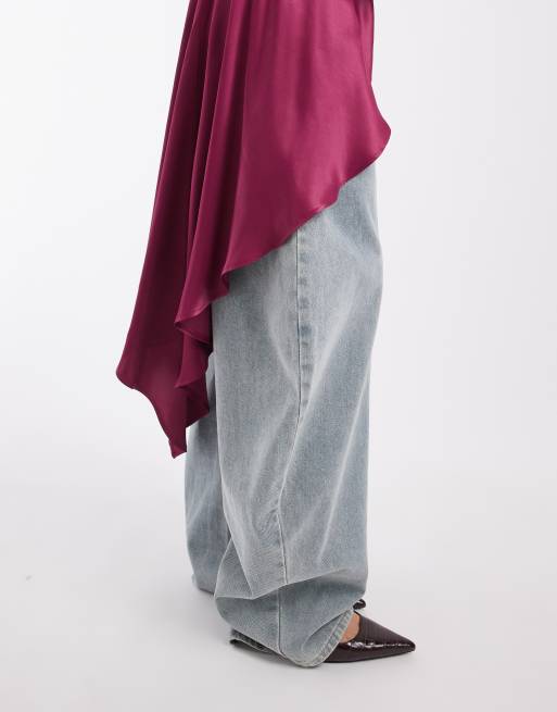 ASOS DESIGN satijnen asymmetrische oversized cape top, 3 van 4