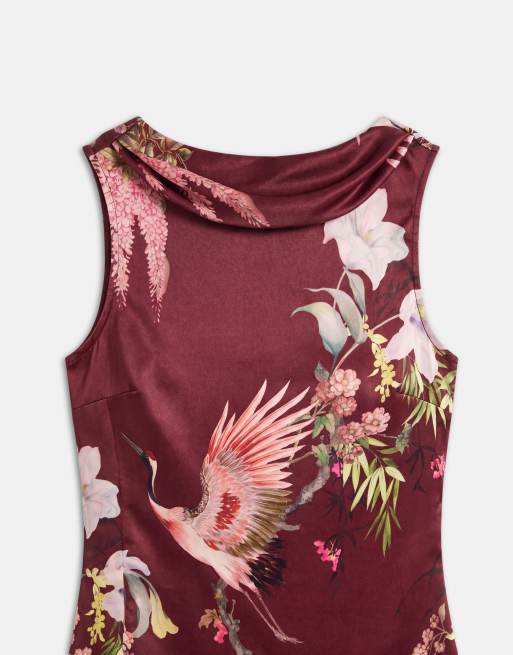 ASOS DESIGN satijnen asymmetrische top met lage rug en bloemenprint, 8 van 8