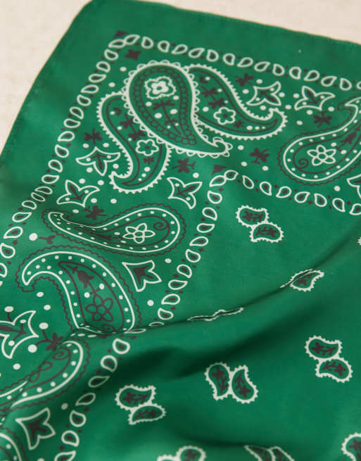 ASOS DESIGN - Satijnen bandana met paisley motief in groen , 2 van 3