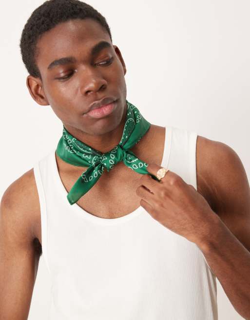 ASOS DESIGN - Satijnen bandana met paisley motief in groen , 3 van 3