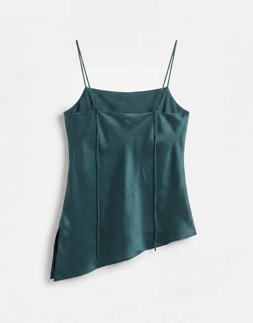 ASOS DESIGN - Satijnen cami met kwastjes in donkergroen, 6 van 7