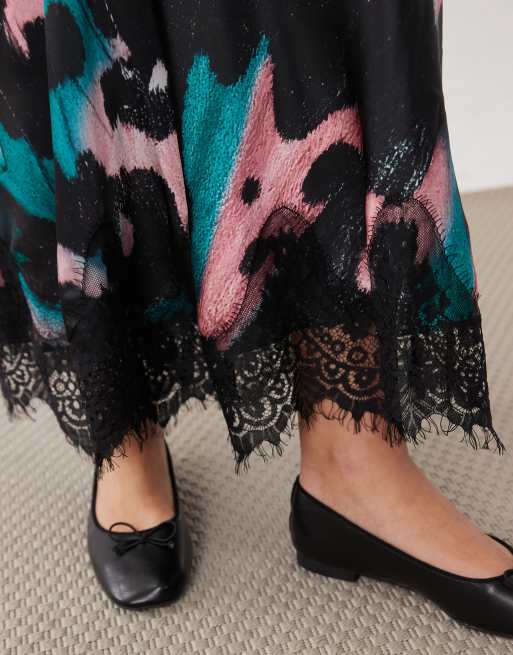 ASOS DESIGN satijnen fishtail maxi rok met neo dierenprint, 3 van 5