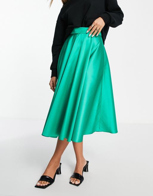 ASOS DESIGN - Satijnen galarok in juweelgroen