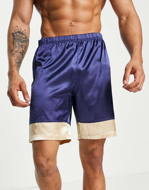 ASOS DESIGN - Satijnen loungeshort in blauw