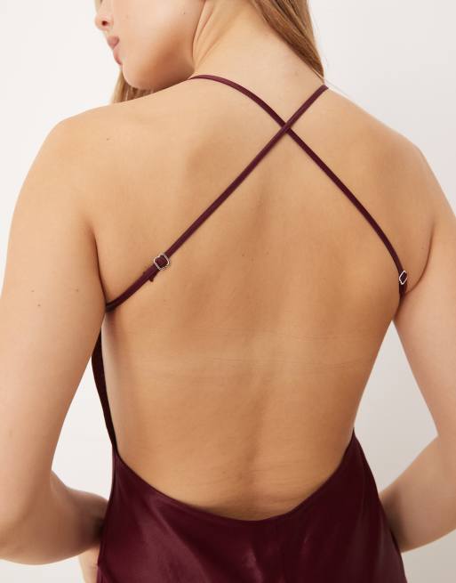 ASOS DESIGN - Satijnen maxi-jurk met naaddetail in paars, 4 van 4