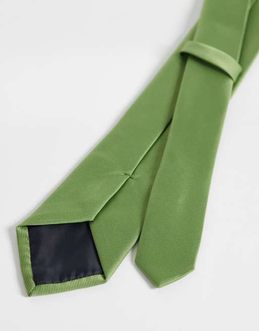 ASOS DESIGN - Satijnen stropdas met textuur in groen, 2 van 3