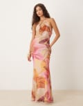 [ASOS DESIGN] ASOS DESIGN satin and chiffon mix cowl neck bias maxi dress in overblown floral print-Multi 4 OVERBLOWN FLORAL