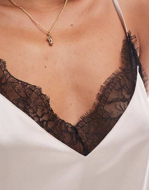 ASOS DESIGN satin and lace cami slip dress in pink, 4 of 4
