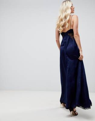 navy maxi slip dress