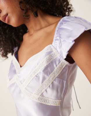 Asos Design Satin And Lace Trim Mix Vest Top