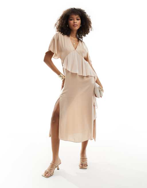 Frill detail midi dress hotsell