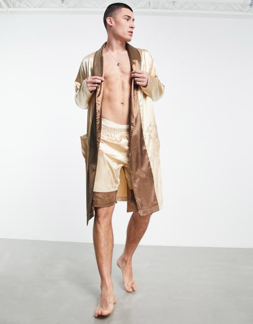ASOS DESIGN – Satin-Bademantel mit Kantendetail