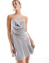 Weekday Net rhinestone mesh long sleeve maxi dress in silver