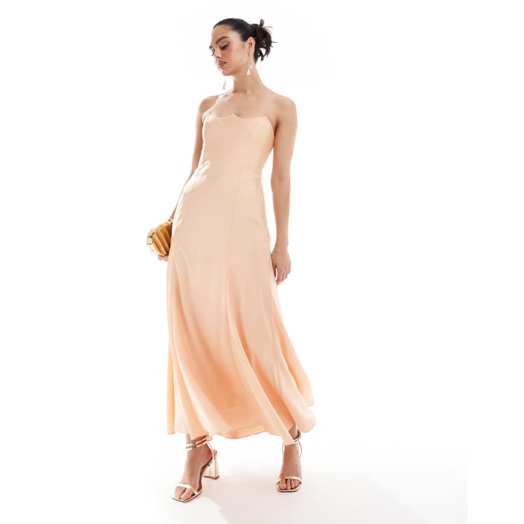 shape rose satin bandeau midi dress shape rose satin bandeau midi dress