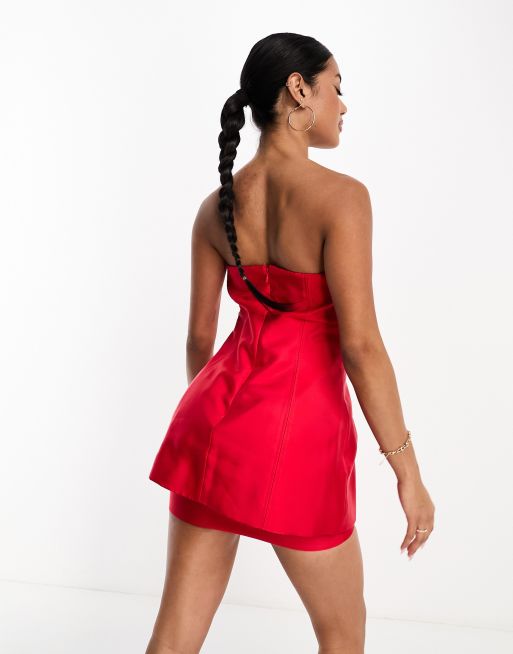 ASOS DESIGN hourglass satin short in red