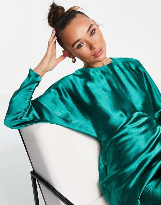 Asos green hotsell silk dress