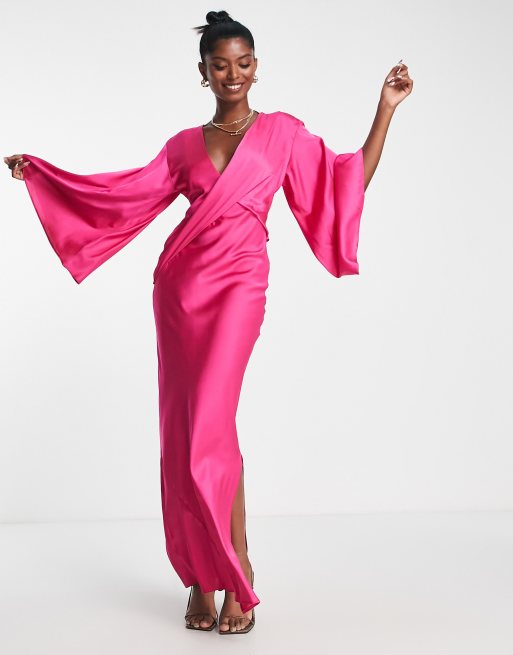 Asos pink hot sale silk dress